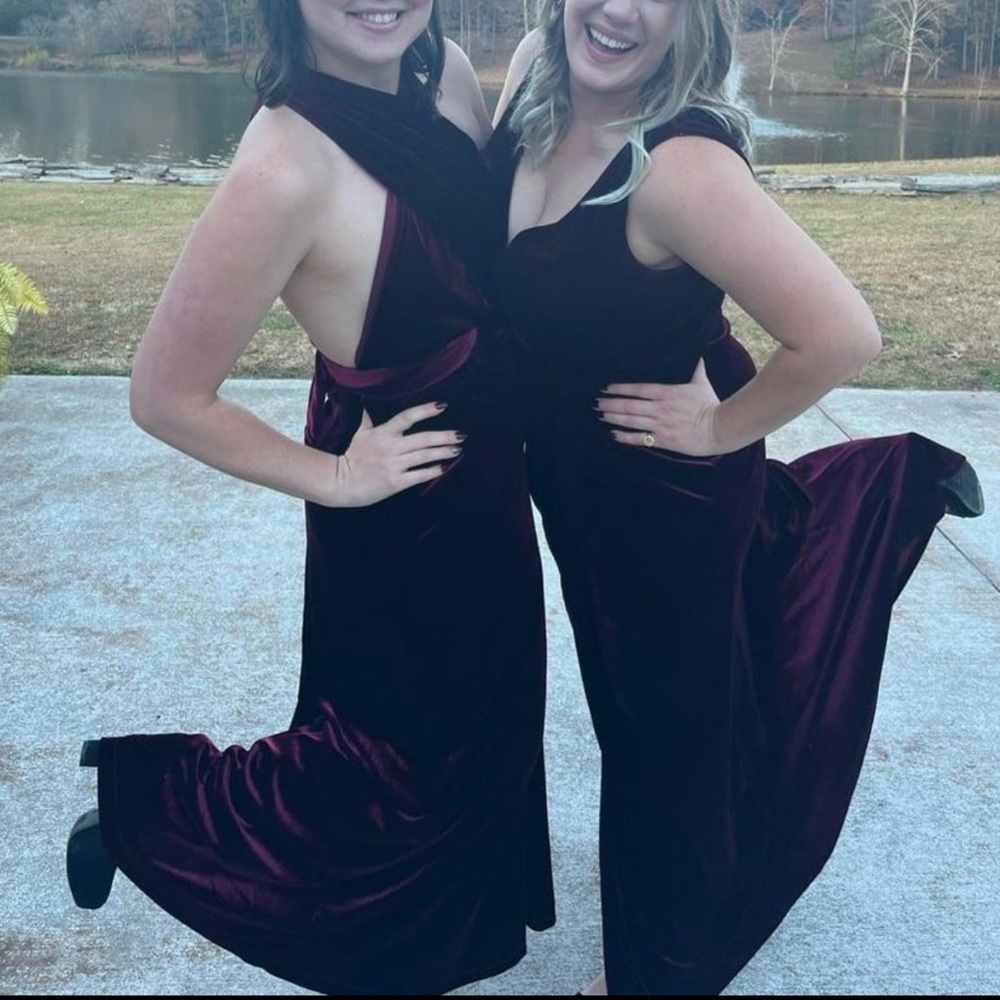 Velvet Micah Revelry Bridesmaid Dress in Burgundy